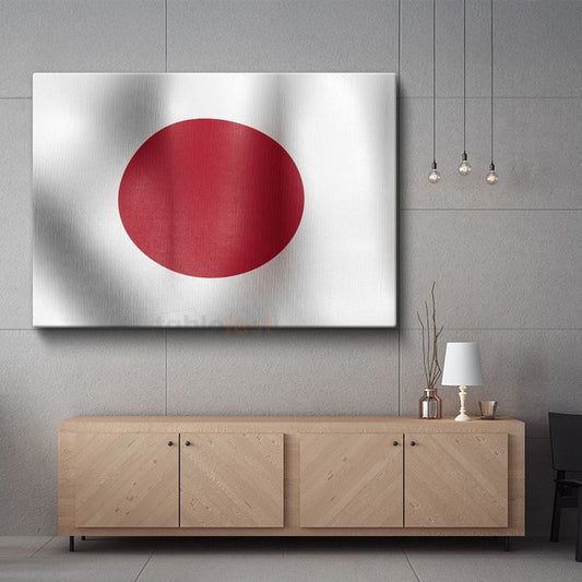 Japonya Bayrağı - Dalgalı Görünüm Kanvas Tablo