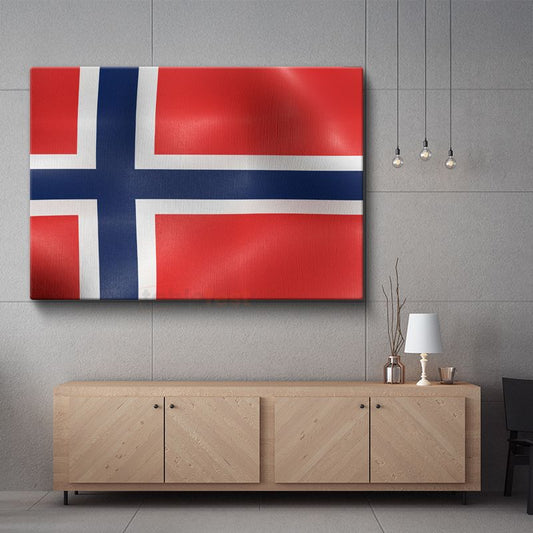 Norveç Bayrağı - Dalgalı Görünüm Kanvas Tablo