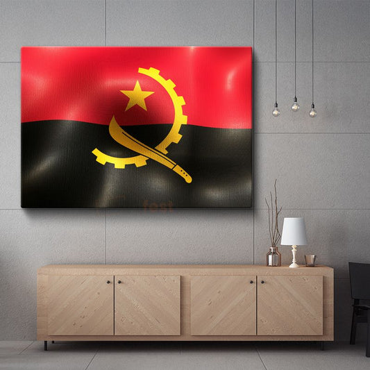 Angola Bayrağı - Dalgalı Görünüm Kanvas Tablo