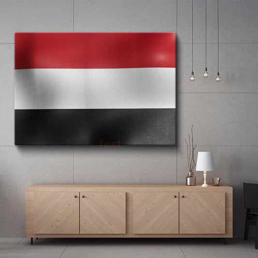 Yemen Bayrağı - Dalgalı Görünüm Kanvas Tablo