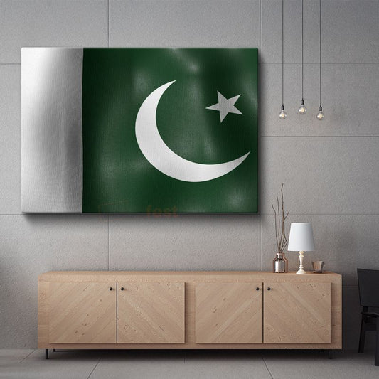 Pakistan Bayrağı - Dalgalı Görünüm Kanvas Tablo