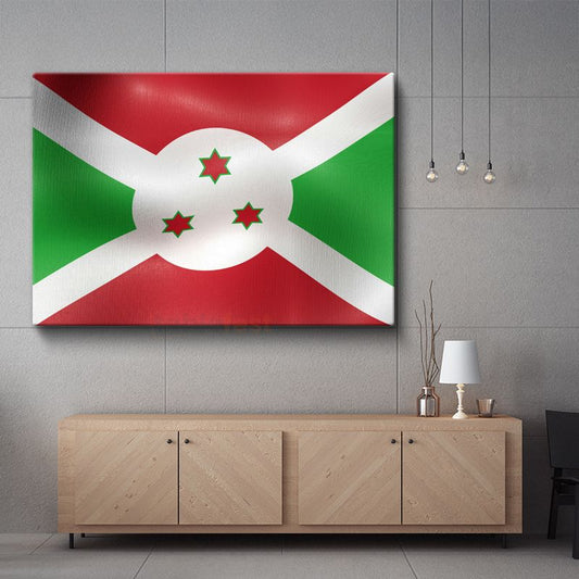 Burundi Bayrağı - Dalgalı Görünüm Kanvas Tablo