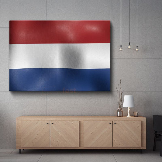 Hollanda Bayrağı - Dalgalı Görünüm Kanvas Tablo