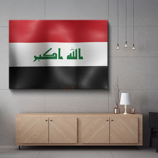Irak Bayrağı - Dalgalı Görünüm Kanvas Tablo
