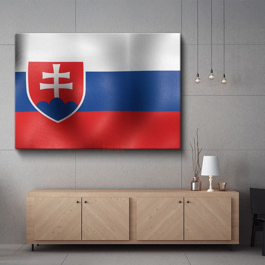 Slovakya Bayrağı - Dalgalı Görünüm Kanvas Tablo