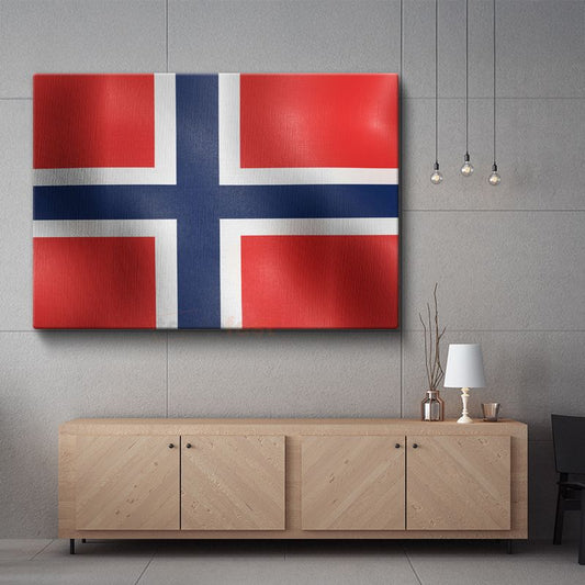 Norveç Bayrağı - Dalgalı Görünüm Kanvas Tablo