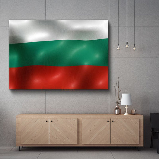 Bulgaristan Bayrağı - Dalgalı Görünüm Kanvas Tablo