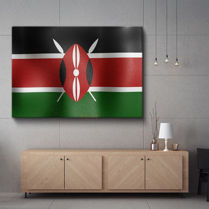Kenya Bayrağı - Dalgalı Görünüm Kanvas Tablo