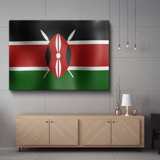 Kenya Bayrağı - Dalgalı Görünüm Kanvas Tablo