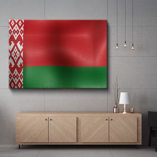 Belarus Bayrağı - Dalgalı Görünüm Kanvas Tablo