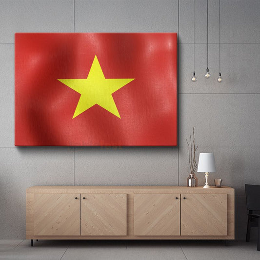 Vietnam Bayrağı - Dalgalı Görünüm Kanvas Tablo