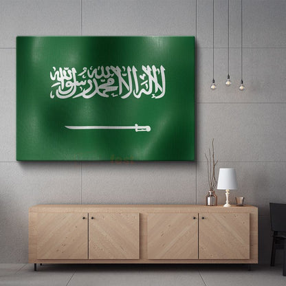 Suudi Arabistan Bayrağı - Dalgalı Görünüm Kanvas Tablo
