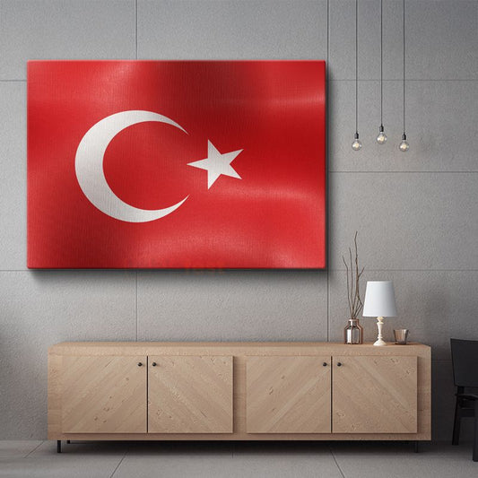 Türkiye Bayrağı - Dalgalı Görünüm Kanvas Tablo