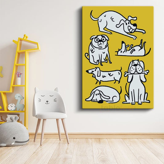 Köpek Dostlar - Eğlenceli Pozlar Kanvas Tablo