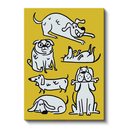 Köpek Dostlar - Eğlenceli Pozlar Kanvas Tablo