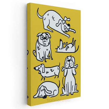 Köpek Dostlar - Eğlenceli Pozlar Kanvas Tablo