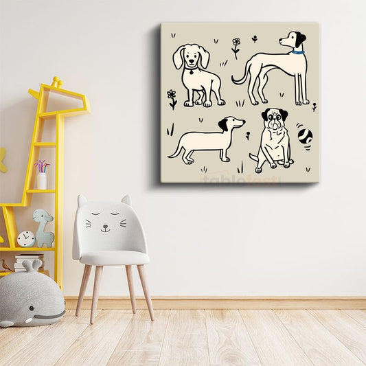 Köpek Dostlarımız - Sevimli Yavru Köpekler Kanvas Tablo