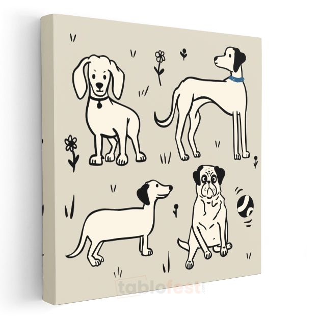 Köpek Dostlarımız - Sevimli Yavru Köpekler Kanvas Tablo