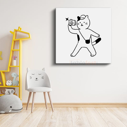 Fotoğrafçı Kedi - Minik Sanatçı Kanvas Tablo