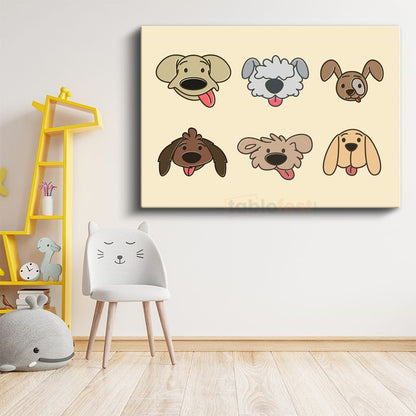 Köpek Dostlar - Sevimli Yüzler Dekoratif Kanvas Tablo