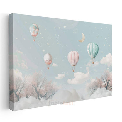 Sıcak Hava Balonları - Pastel Gökyüzü Temalı Kanvas Tablo