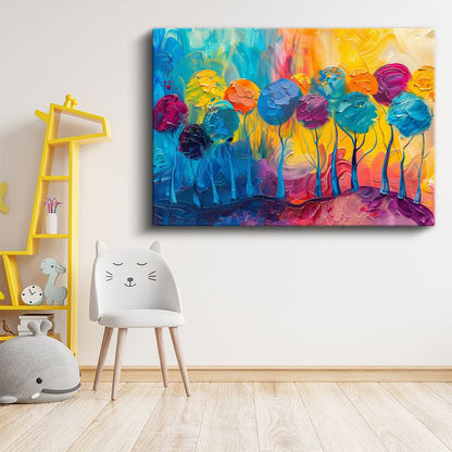 Renkli Ağaçlar - Soyut Sanat Kanvas Tablo