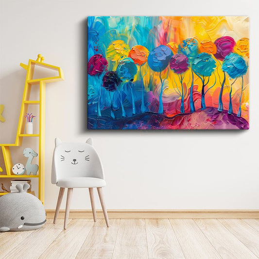 Renkli Ağaçlar - Soyut Sanat Kanvas Tablo