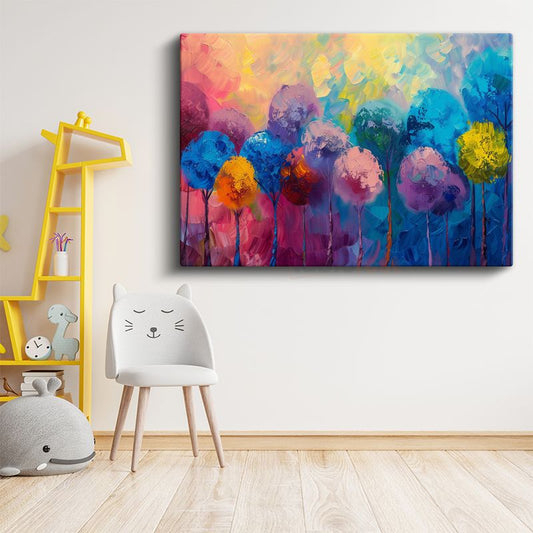 Renkli Ağaçlar - Soyut Sanat Eseri Kanvas Tablo