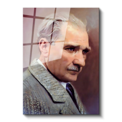Sanatsal Atatürk - Pastel Tonlarda Profil Cam Tablo