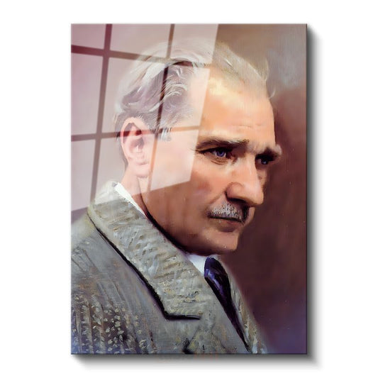 Sanatsal Atatürk - Pastel Tonlarda Profil Cam Tablo