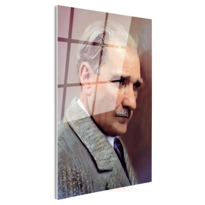 Sanatsal Atatürk - Pastel Tonlarda Profil Cam Tablo