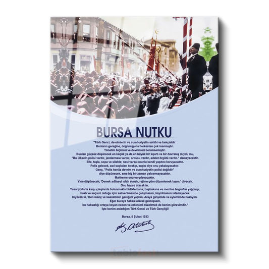 Bursa Nutku - Tarihi Konuşma Metni Cam Tablo