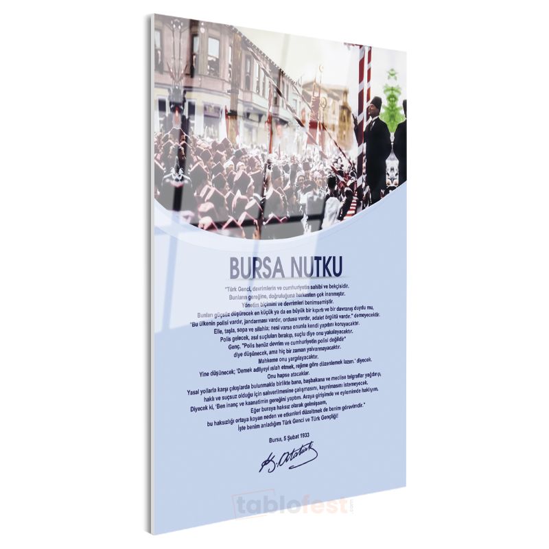 Bursa Nutku - Tarihi Konuşma Metni Cam Tablo