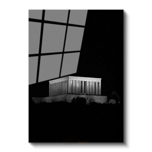 Gece Anıtkabir - Siyah Fonda Mimari Cam Tablo