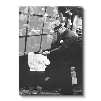 Çocuklarla Atatürk - Şapkalı Tarihi Anı Cam Tablo
