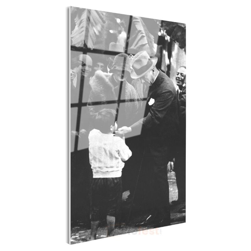 Çocuklarla Atatürk - Şapkalı Tarihi Anı Cam Tablo