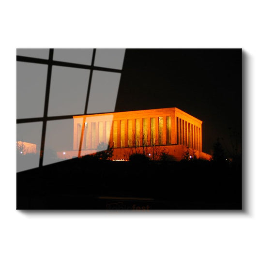 Gece Anıtkabir - Turuncu Işıklı Mimari Cam Tablo