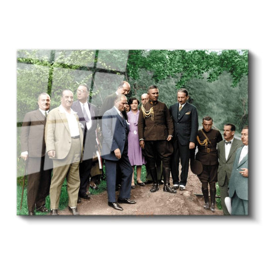 Atatürk ve Devlet Erkânı - Cumhuriyet Dönemi Cam Tablo