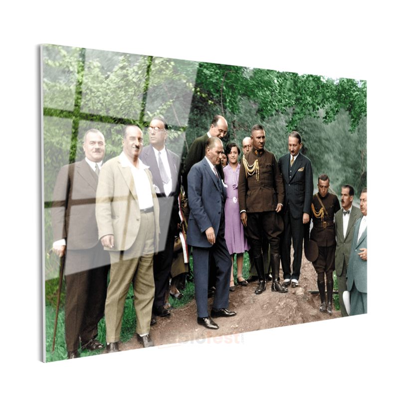Atatürk ve Devlet Erkânı - Cumhuriyet Dönemi Cam Tablo