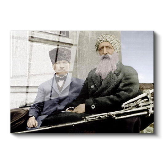 Atatürk ve Şeyh Sünusi - Tarihi Buluşma Cam Tablo
