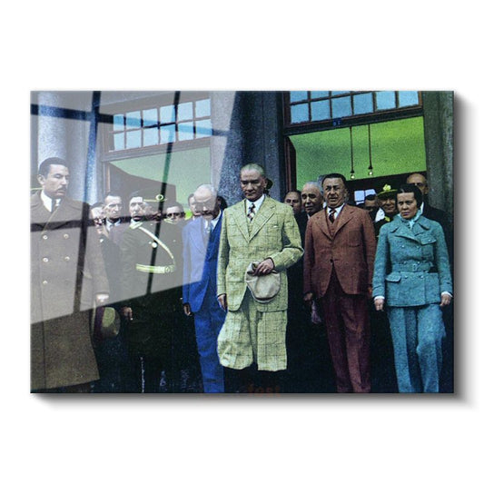 Atatürk ve Devlet Ziyareti - Resmi Törende Cam Tablo