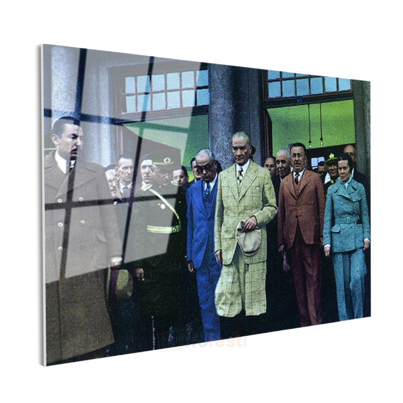 Atatürk ve Devlet Ziyareti - Resmi Törende Cam Tablo