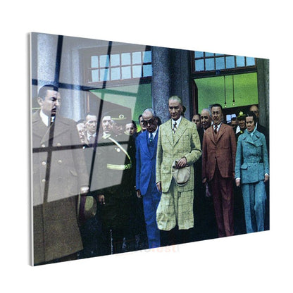 Atatürk ve Devlet Ziyareti - Resmi Törende Cam Tablo