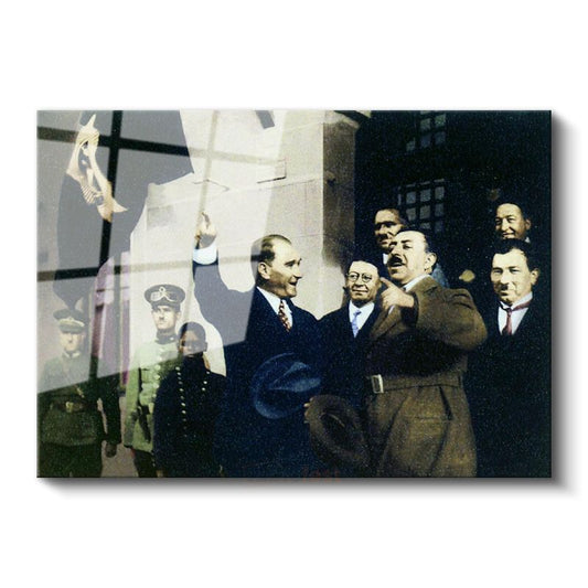 Atatürk ve Devlet Töreni - Selamlama Anı Cam Tablo