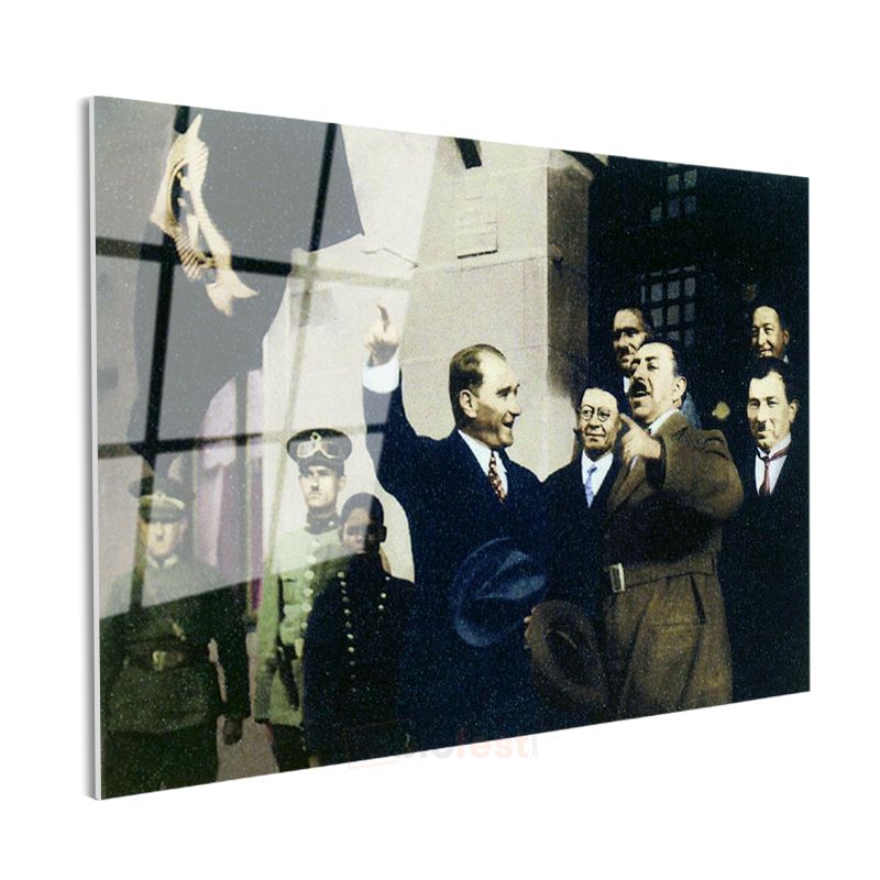 Atatürk ve Devlet Töreni - Selamlama Anı Cam Tablo