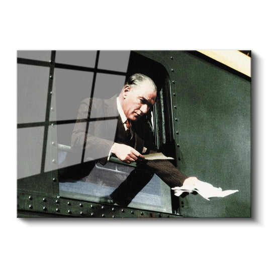 Atatürk ve Tren Yolculuğu - Vatan Gezisinde Cam Tablo