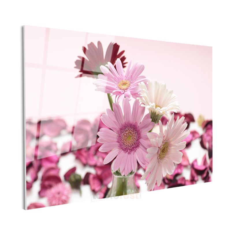 Pembe Gerbera Buketi - Zarif Çiçek Aranjmanı Cam Tablo