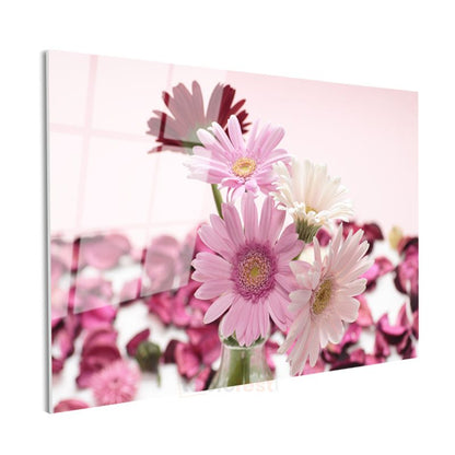 Pembe Gerbera Buketi - Zarif Çiçek Aranjmanı Cam Tablo