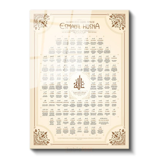 Esma-ül Hüsna - Allah'ın 99 Güzel İsmi Cam Tablo