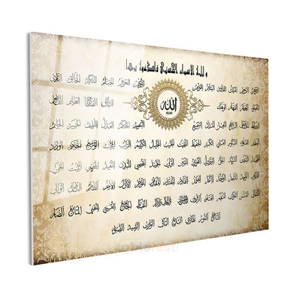 Esmaül Hüsna - Allah'ın 99 Güzel İsmi Cam Tablo